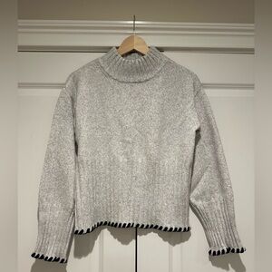 DESIGN HISTORY knit blend mock turtleneck sweater with whipstitch detail